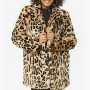Faux Fur Leopard Print Coat